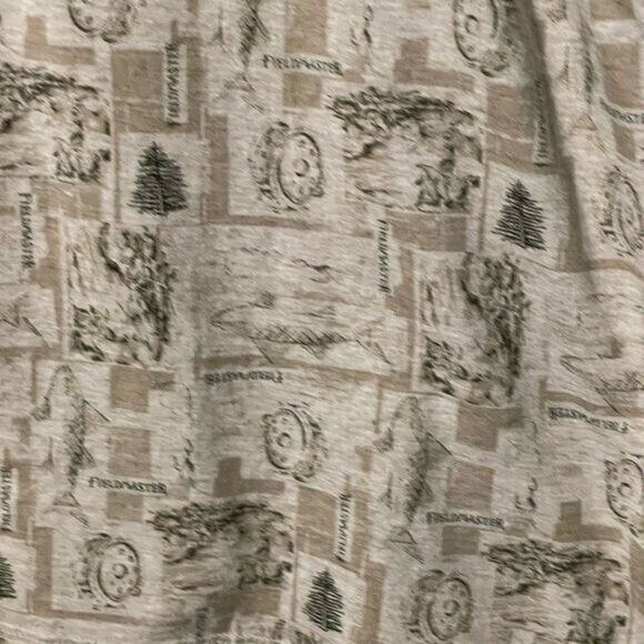 Fieldmaster Mens Short Sleeve Henley Fish Pattern Shirt Beige 2XL 5 FOR $25 💵 - Picture 5 of 7